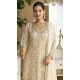 Women Cream Faux Georgette Party Wear Salwar Suit Embroidery Work - 12601208473