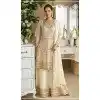 Women Cream Faux Georgette Party Wear Salwar Suit Embroidery Work Plus Size
