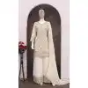 Women Cream Faux Georgette Party Wear Salwar Suit Embroidery Work Plus Size