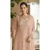 Women Faux Georgette Party Wear Salwar Suit Embroidery Work Peach Plus Size