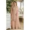Women Faux Georgette Party Wear Salwar Suit Embroidery Work Peach Plus Size