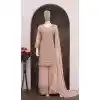 Women Faux Georgette Party Wear Salwar Suit Embroidery Work Peach Plus Size