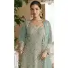 Women Party Wear Salwar Suit Faux Georgette Sky Blue Embroidery Work Plus Size