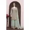 Women Party Wear Salwar Suit Faux Georgette Sky Blue Embroidery Work Plus Size