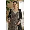 Women Faux Georgette Party Wear Salwar Suit Black Embroidery Work Plus Size