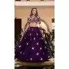 Women Purple Embroidery Work Party Lehenga Choli Vichitra Silk Plus Size