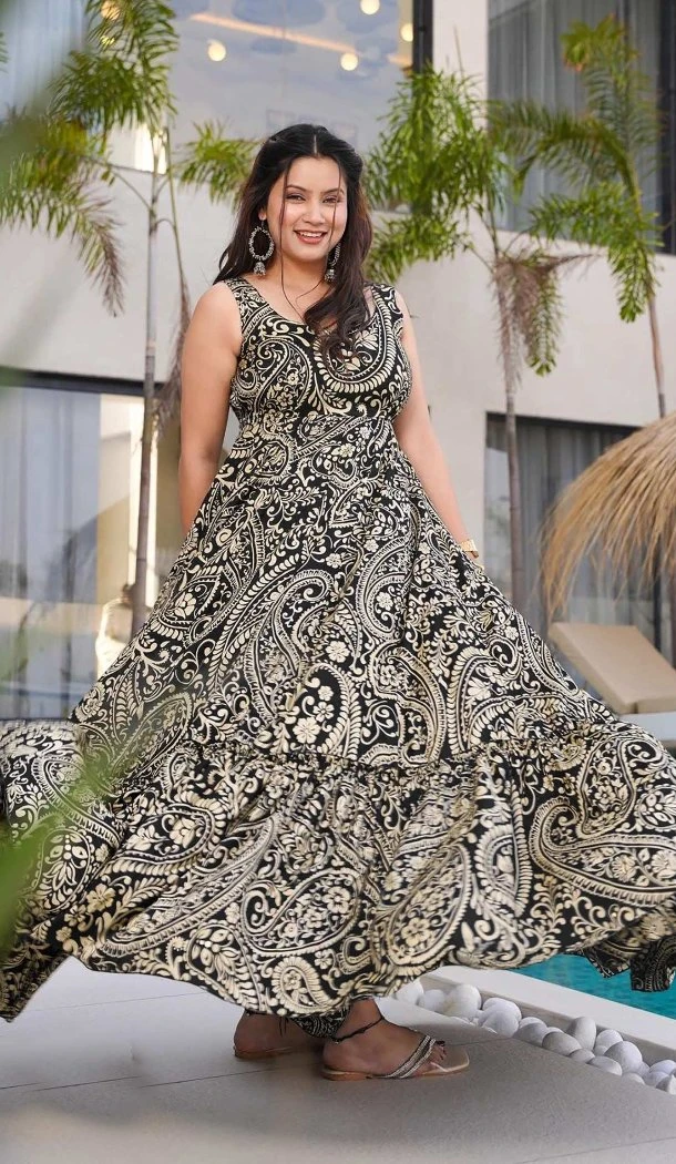 Women Multi Gown Heavy Digital Printed Heavy Rayon - 12663208757