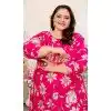 Women Heavy Digital Printed Gown Rani Pink Premium Rayon Plus Size