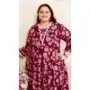 Women Wine Heavy Digital Printed Premium Rayon Gown Plus Size