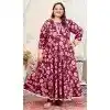 Women Wine Heavy Digital Printed Premium Rayon Gown Plus Size