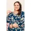 Women Heavy Digital Printed Premium Rayon Teal Blue Gown Plus Size