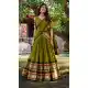 Women Pure Chanderi Mehendi Green Party Lehenga Choli Plain With Zari Weaving Work - 12690208869