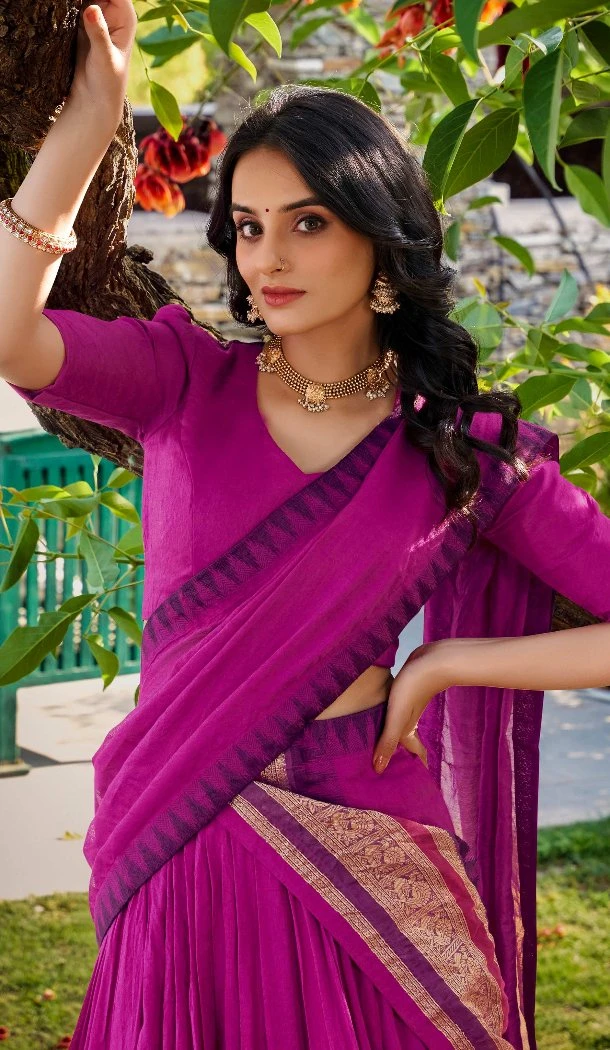 Women Pure Chanderi Party Lehenga Choli Plain With Zari Weaving Work Pink - 12690208870