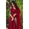 Women Party Lehenga Choli Red Pure Chanderi Plain With Zari Weaving Work Plus Size
