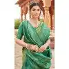Women Rama Green Traditional Wear Saree Jacquard Work Soft Banarasi Silk Plus Size