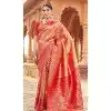 Women Jacquard Work Soft Banarasi Silk Traditional Wear Saree Red Plus Size