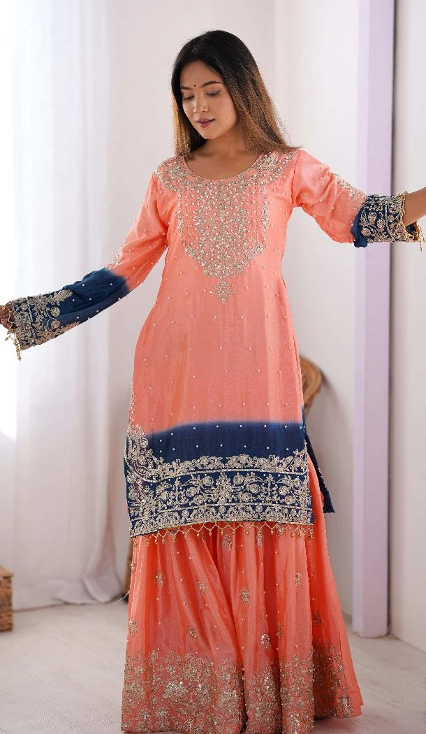 Women Dori With Sequence Palazzo Suit Multi Chinon Silk - 12631208609