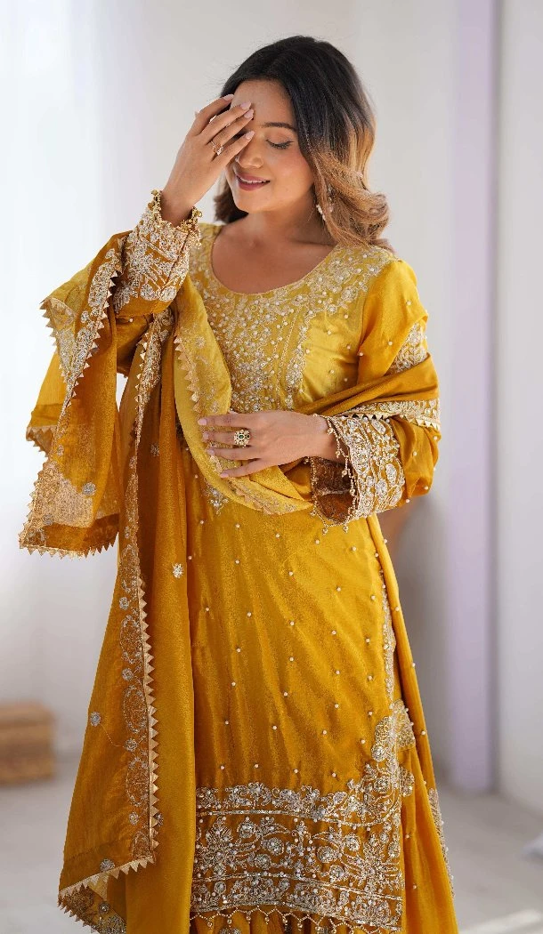 Women Dori With Sequence Palazzo Suit Multi Chinon Silk -  12631208613