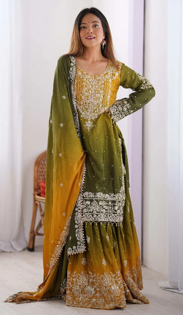 Women Chinon Silk Multi Dori With Sequence Palazzo Suit -  12631208616