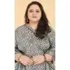 Women Printed Work Rayon Grey Salwar Kameez Plus Size