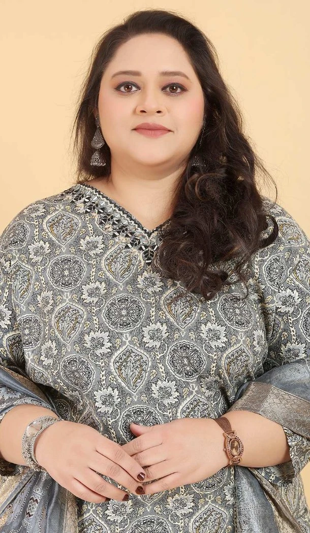 Women Printed Work Rayon Grey Salwar Kameez - 12693208879