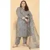 Women Printed Work Rayon Grey Salwar Kameez Plus Size