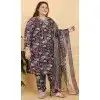 Women Rayon Black Salwar Kameez Printed Work Plus Size