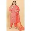 Women Printed Work Orange Rayon Salwar Kameez Plus Size