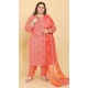 Women Printed Work Orange Rayon Salwar Kameez - 12693208881