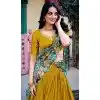 Women Embroidery Work Party Lehenga Choli Vichitra Silk Mustard Plus Size