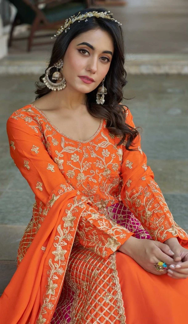 Women Multi Heavy Embroidery & Stone Work Anarkali Suit Chinon - 12746209139