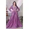 Women Chinon Silk Embroidery Party Lehenga Choli Lavender Plus Size