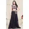 Women Teby Silk Party Lehenga Choli Embroidery Black Plus Size