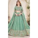 Women Embroidery Work Designer Lehenga Choli Sea Green Georgette - 12792209370