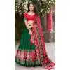 Women Tussar Silk Patola Print With Foil Work Green Party Wear Lehenga Choli Plus Size