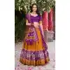 Women Party Wear Lehenga Choli Tussar Silk Mustard Patola Print With Foil Work Plus Size