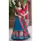 Women Teal Blue Party Wear Lehenga Choli Patola Print With Foil Work Tussar Silk - 12793209377