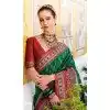 Women Jacquard Work Traditional Wear Saree Soft Silk Green Plus Size