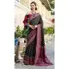 Women Soft Silk Traditional Wear Saree Black Jacquard Work Plus Size