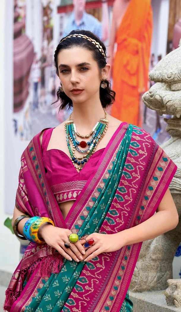 Women Soft Silk Rama Blue Jacquard Work Traditional Wear Saree - 12796209400