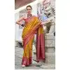 Women Jacquard Work Traditional Wear Saree Yellow Soft Silk Plus Size