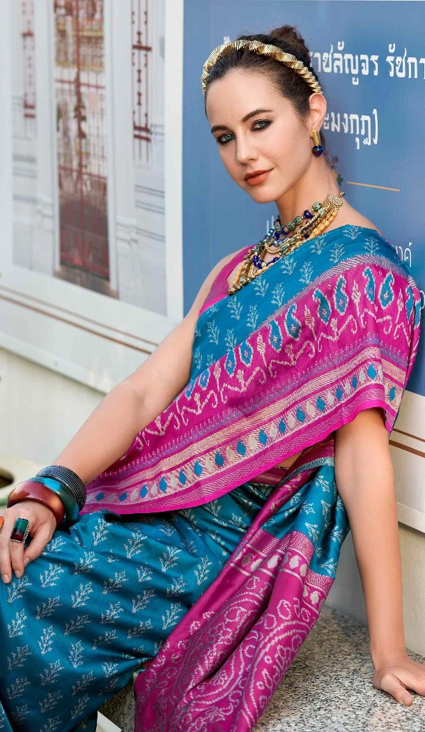 Women Traditional Wear Saree Blue Soft Silk Jacquard Work - 12796209402