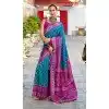 Women Traditional Wear Saree Blue Soft Silk Jacquard Work Plus Size