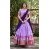 Women Cotton Silk Lavender Thread Embroidery Work Traditional Wear Lehenga Choli Plus Size