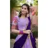 Women Cotton Silk Lavender Thread Embroidery Work Traditional Wear Lehenga Choli Plus Size