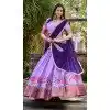 Women Cotton Silk Lavender Thread Embroidery Work Traditional Wear Lehenga Choli Plus Size