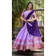 Women Cotton Silk Lavender Thread Embroidery Work Traditional Wear Lehenga Choli - 12834209599