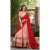 Women Cotton Silk Traditional Wear Lehenga Choli Peach Thread Embroidery Work Plus Size