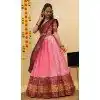 Women Zari Work Litchi Silk Pink Traditional Wear Lehenga Choli Plus Size