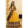 Women Traditional Wear Lehenga Choli Litchi Silk Yellow Zari Work Plus Size